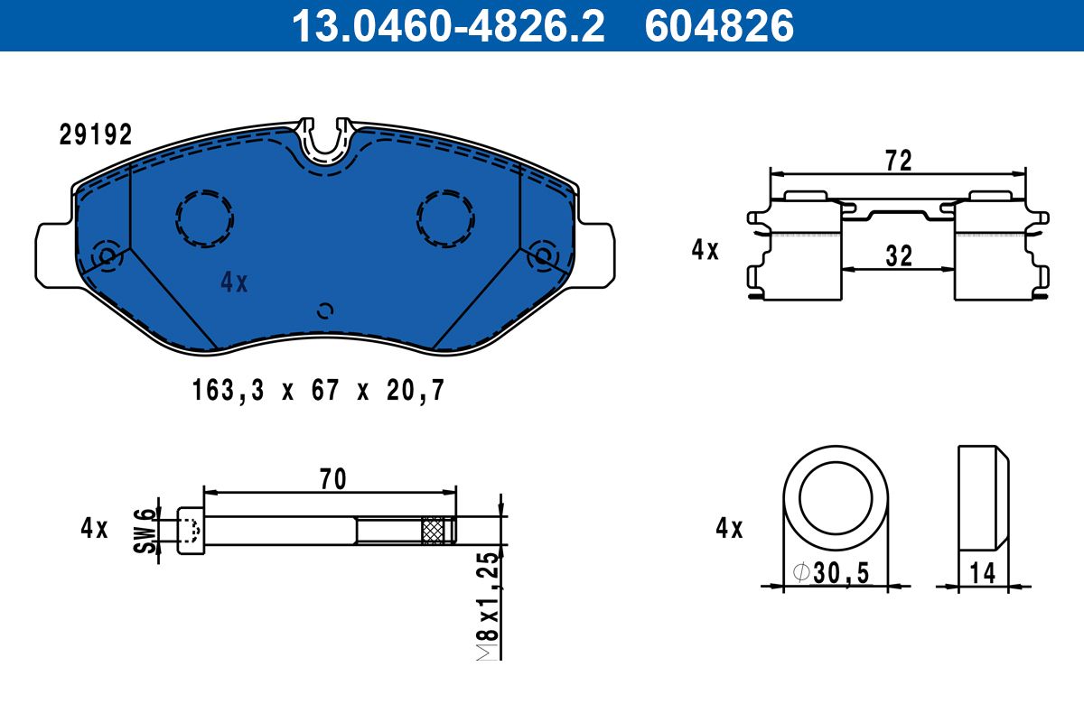 ATE 13.0460-4826.2 - Bremsbelagsatz, Scheibenbremse