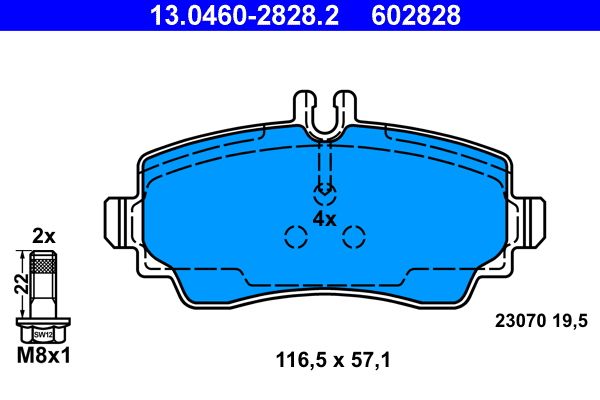 ATE 13.0460-2828.2 - Bremsbelagsatz, Scheibenbremse