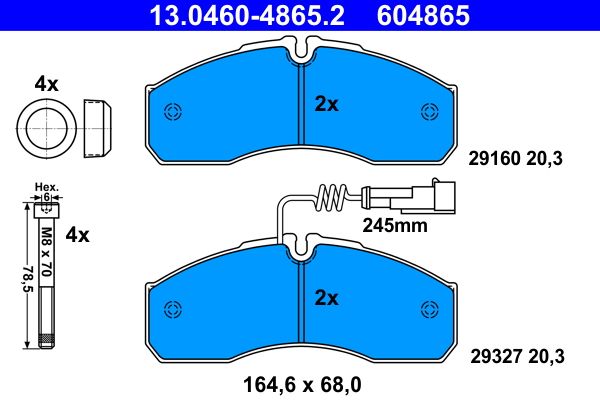 ATE 13.0460-4865.2 - Bremsbelagsatz, Scheibenbremse