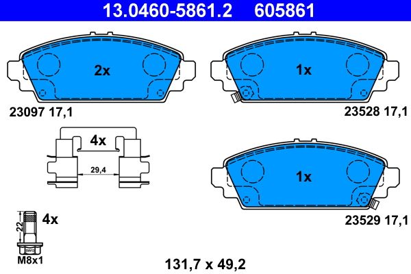 ATE 13.0460-5861.2 - Bremsbelagsatz, Scheibenbremse