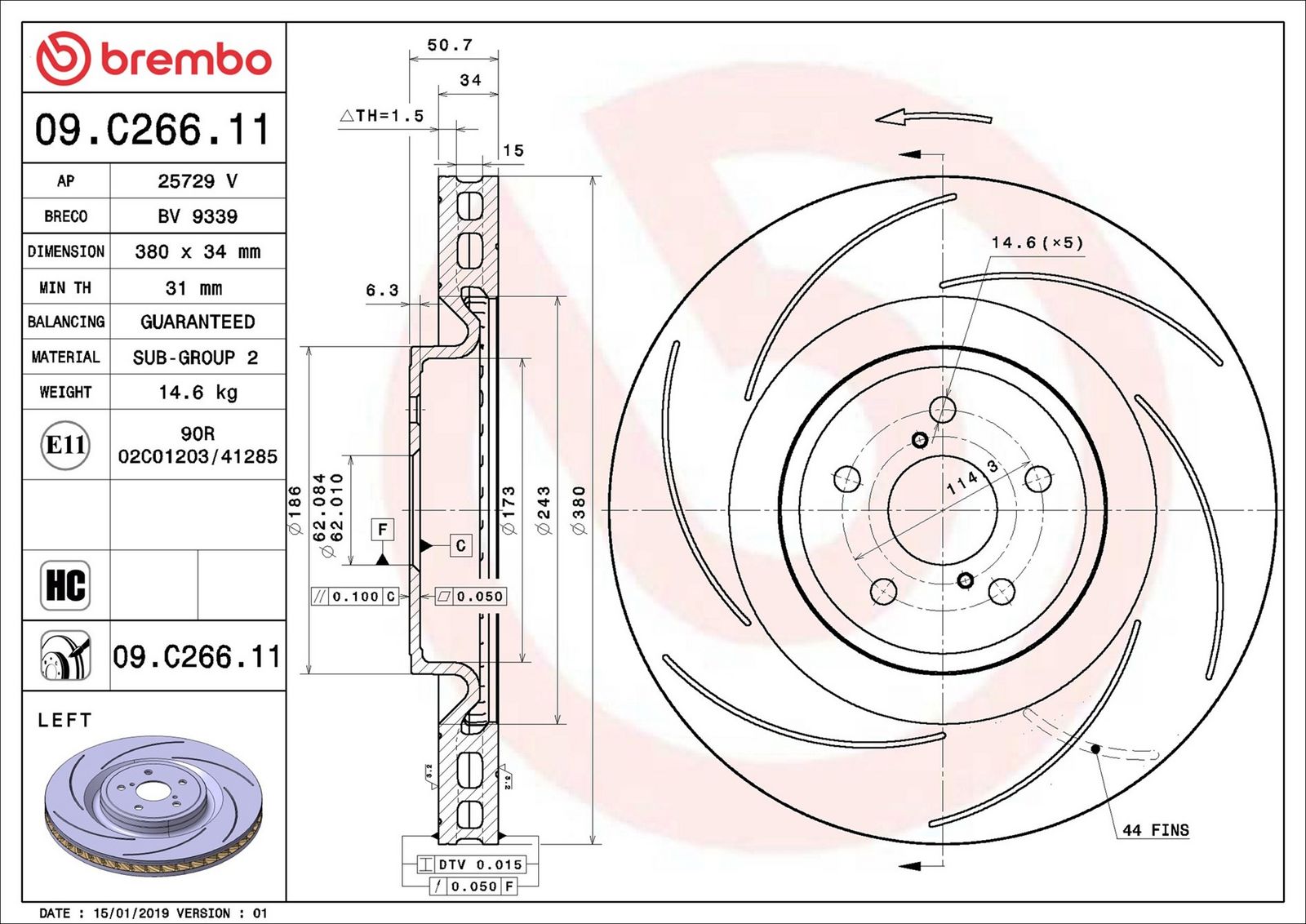 BREMBO 09.C266.11 - Bremsscheibe