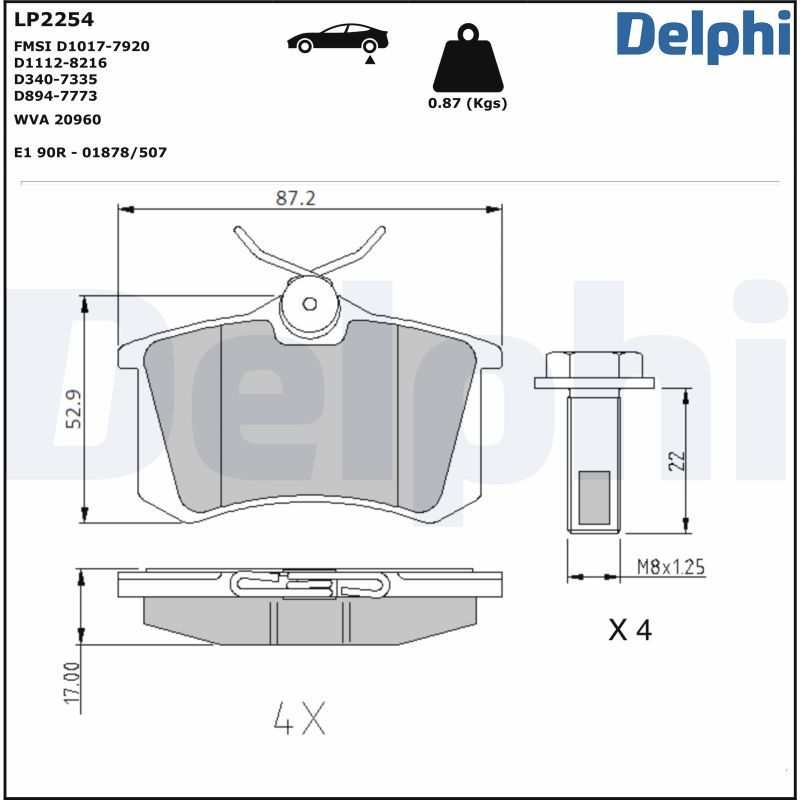 DELPHI LP2254 - Bremsbelagsatz, Scheibenbremse