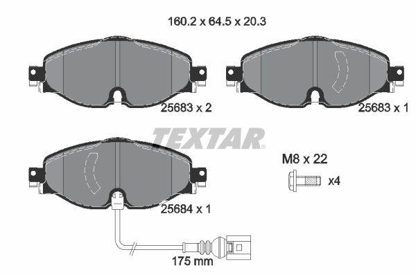 TEXTAR 2568301 - Bremsbelagsatz, Scheibenbremse