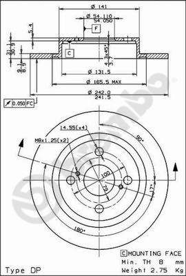 BREMBO 08.9180.10 - Bremsscheibe