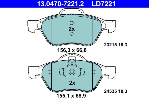 ATE 13.0470-7221.2 - Bremsbelagsatz, Scheibenbremse