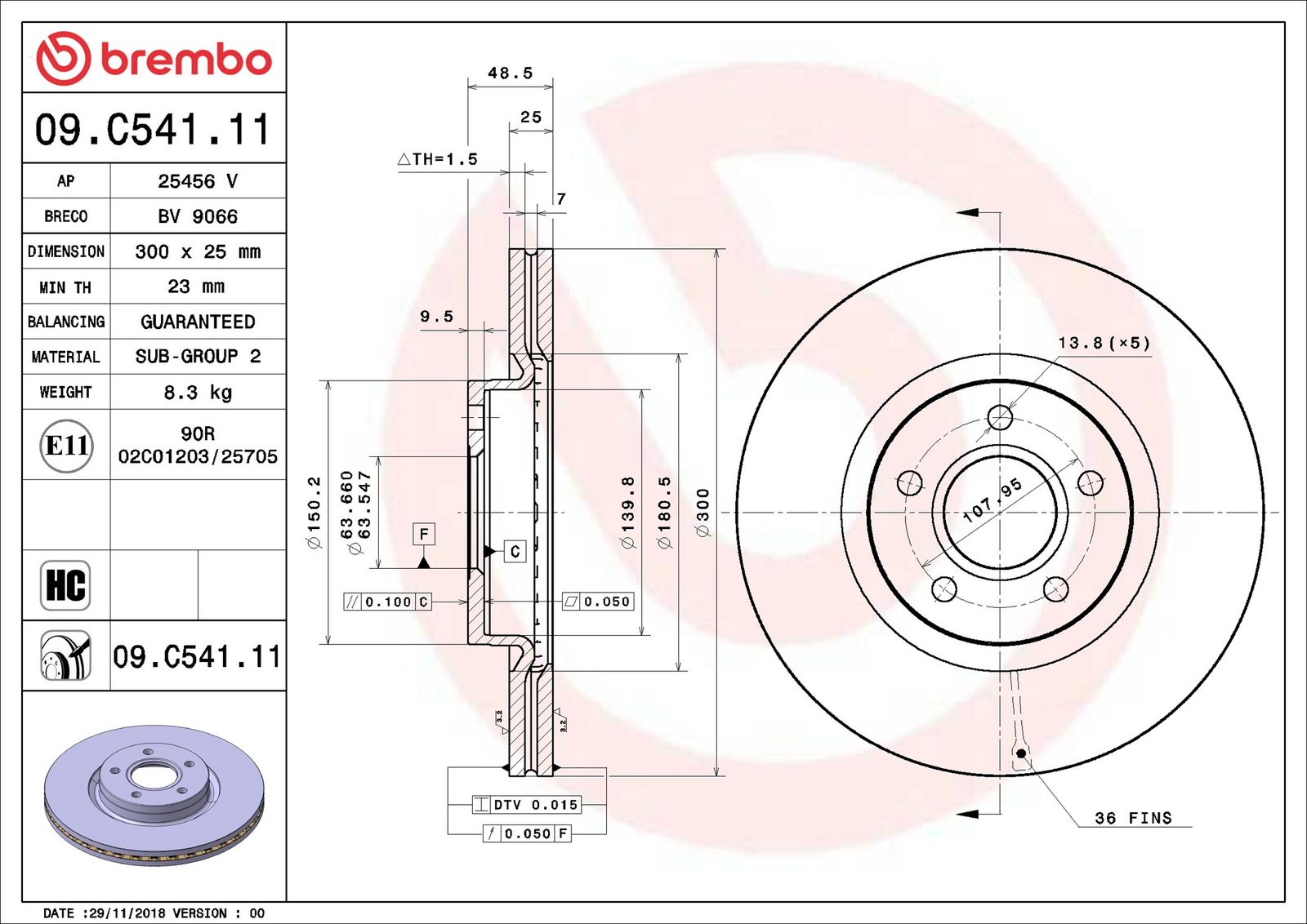BREMBO 09.C541.11 - Bremsscheibe