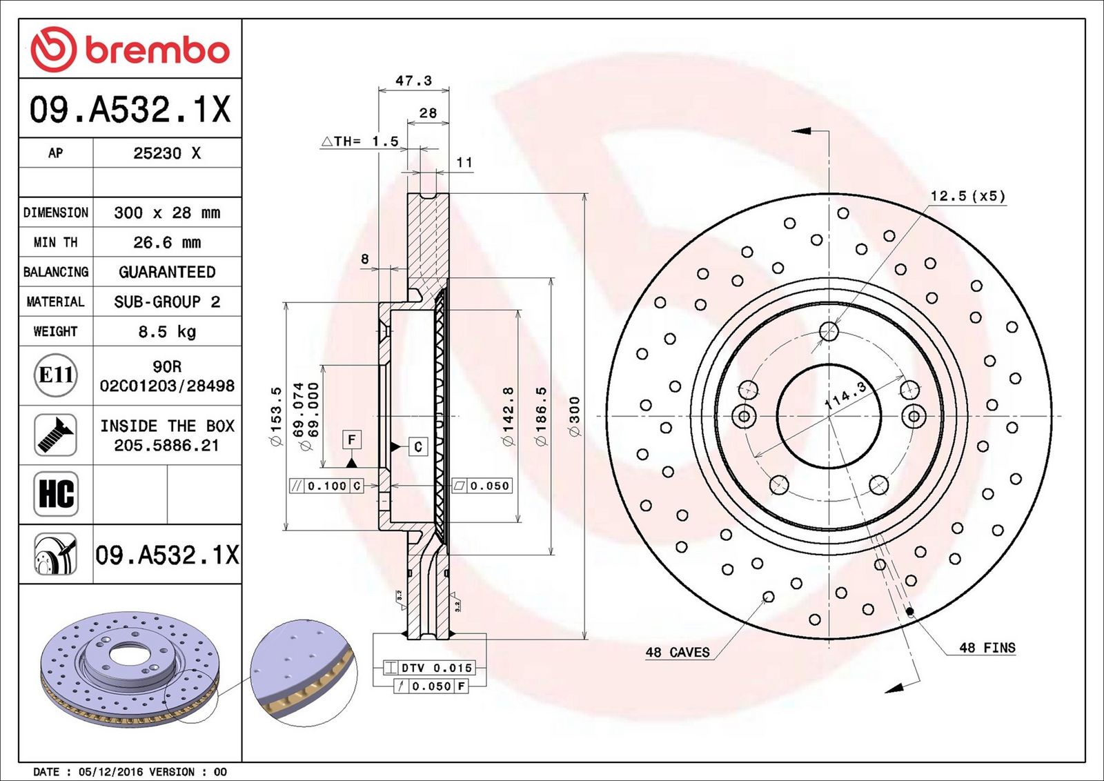 BREMBO 09.A532.1X - Bremsscheibe