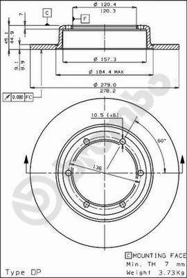 BREMBO 08.3030.10 - Bremsscheibe