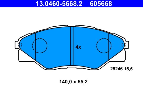 ATE 13.0460-5668.2 - Bremsbelagsatz, Scheibenbremse