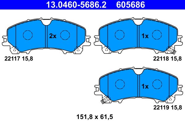 ATE 13.0460-5686.2 - Bremsbelagsatz, Scheibenbremse