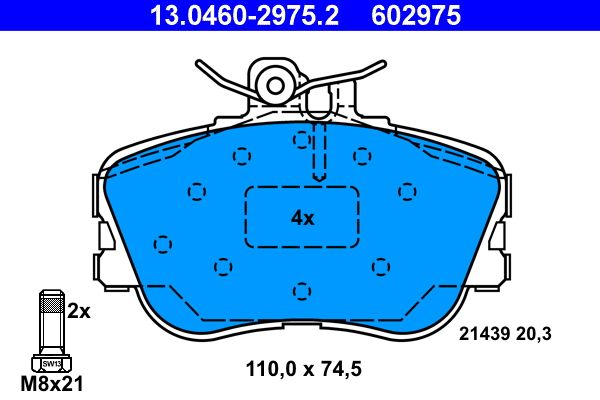 ATE 13.0460-2975.2 - Bremsbelagsatz, Scheibenbremse