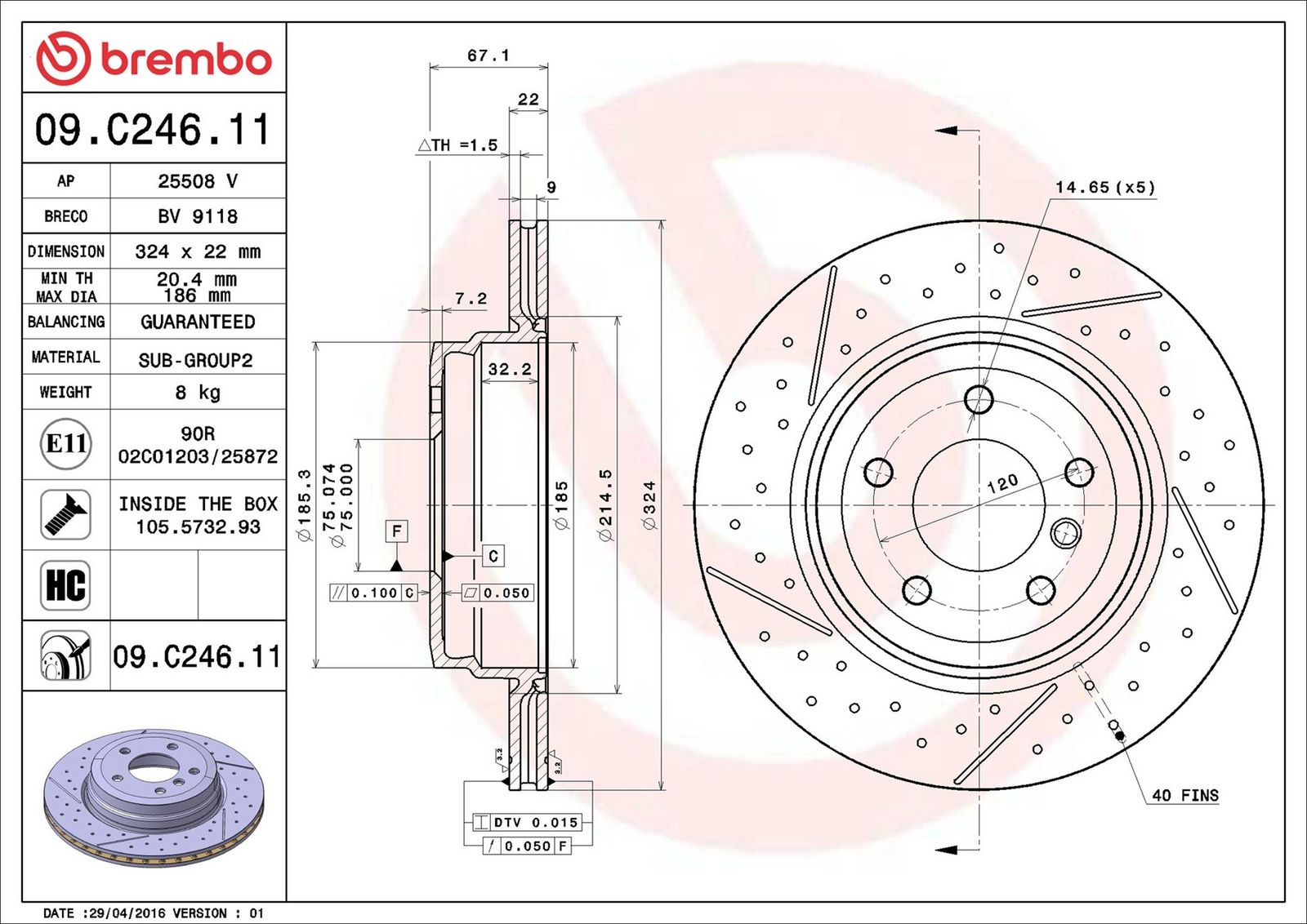 BREMBO 09.C246.11 - Bremsscheibe