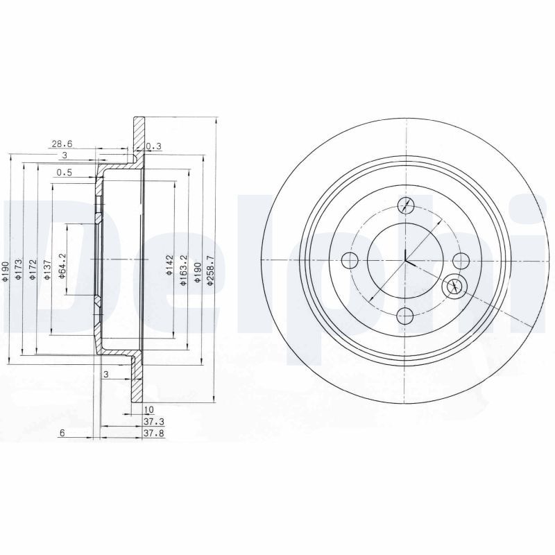DELPHI BG3662C - Bremsscheibe