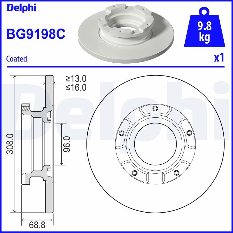 DELPHI BG9198C - Bremsscheibe