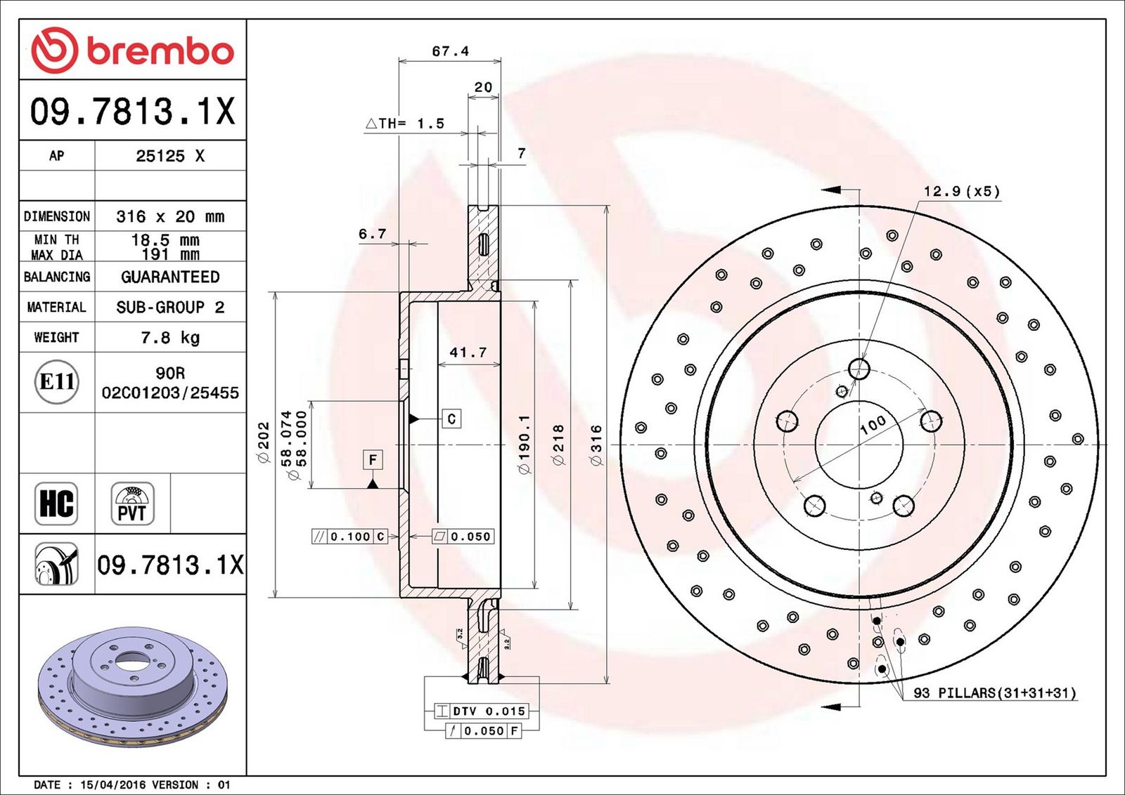 BREMBO 09.7813.1X - Bremsscheibe