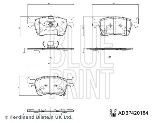 BLUE PRINT ADBP420184 - Bremsbelagsatz, Scheibenbremse