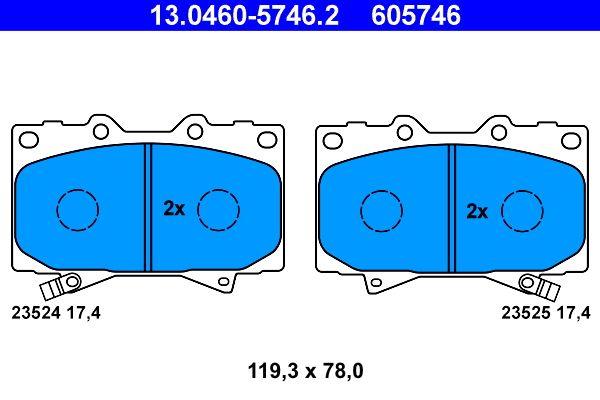 ATE 13.0460-5746.2 - Bremsbelagsatz, Scheibenbremse