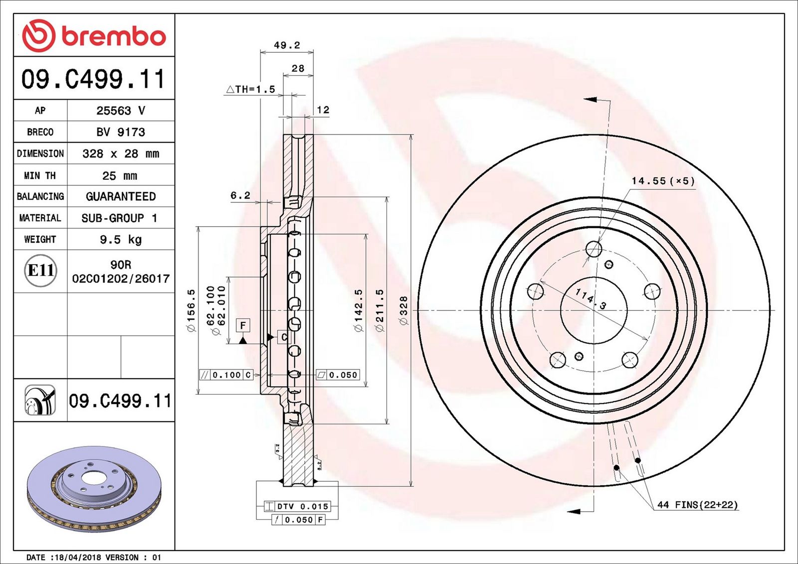 BREMBO 09.C499.11 - Bremsscheibe
