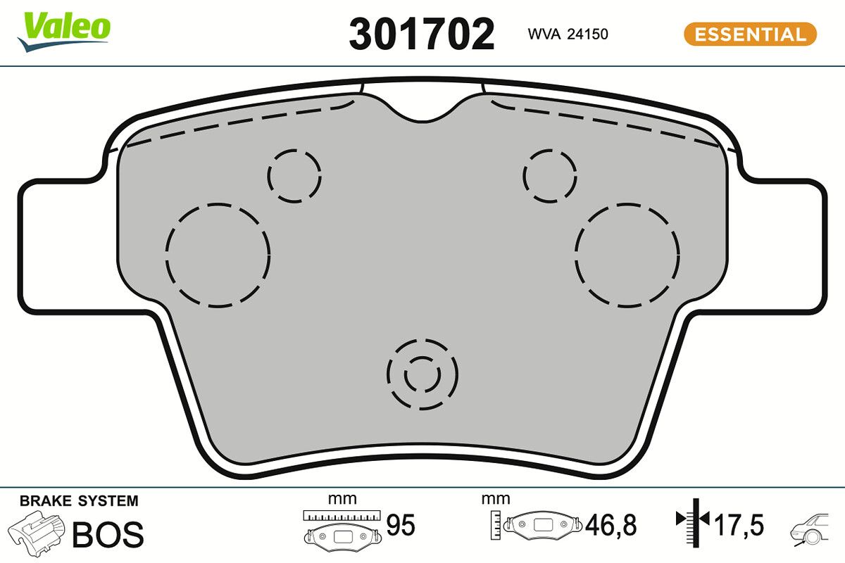 VALEO 301702 - Bremsbelagsatz, Scheibenbremse