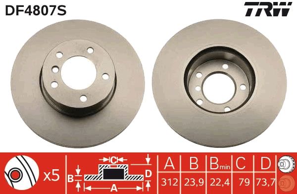 TRW DF4807S - Bremsscheibe