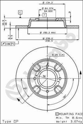 BREMBO 08.4501.10 - Bremsscheibe