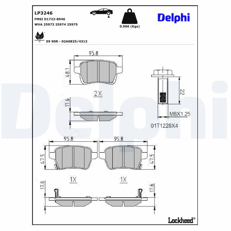 DELPHI LP3246 - Bremsbelagsatz, Scheibenbremse