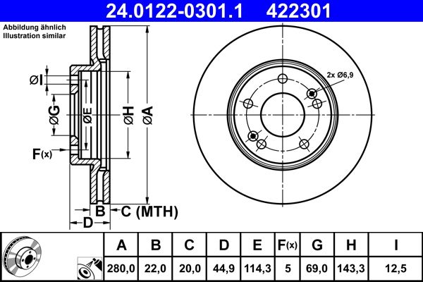ATE 24.0122-0301.1 - Bremsscheibe