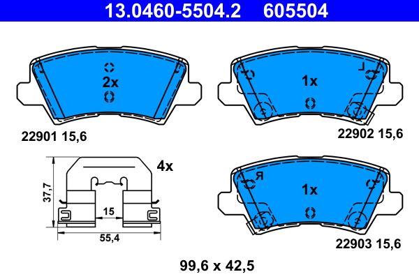 ATE 13.0460-5504.2 - Bremsbelagsatz, Scheibenbremse