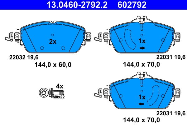 ATE 13.0460-2792.2 - Bremsbelagsatz, Scheibenbremse