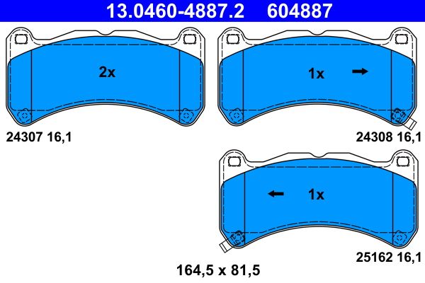 ATE 13.0460-4887.2 - Bremsbelagsatz, Scheibenbremse