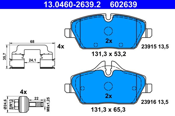 ATE 13.0460-2639.2 - Bremsbelagsatz, Scheibenbremse