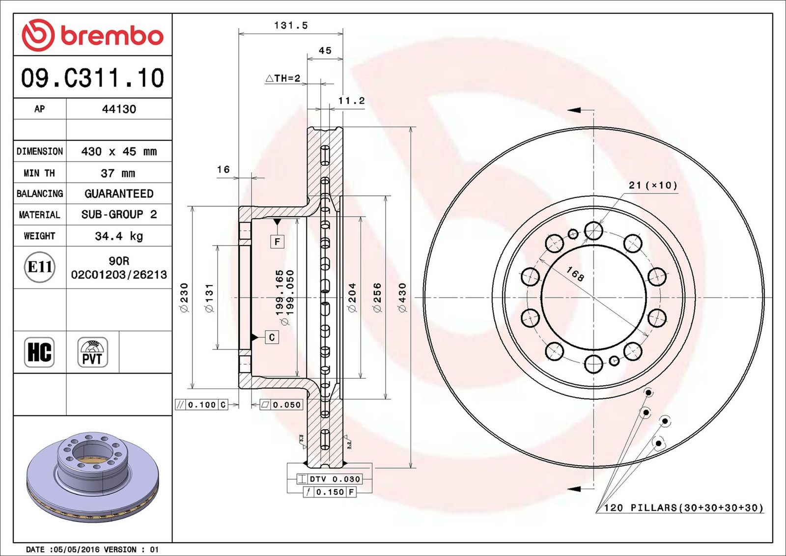 BREMBO 09.C311.10 - Bremsscheibe