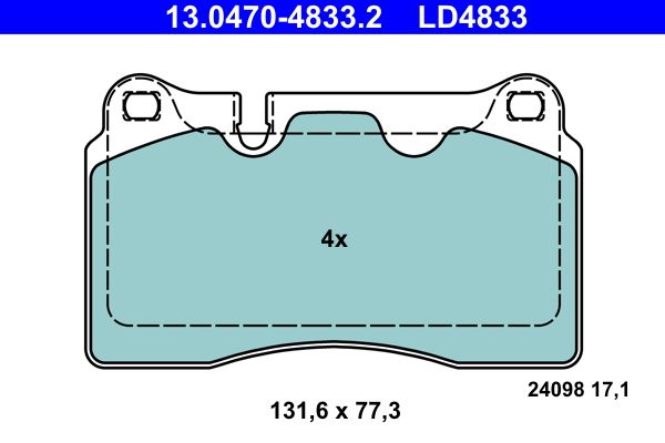 ATE 13.0470-4833.2 - Bremsbelagsatz, Scheibenbremse