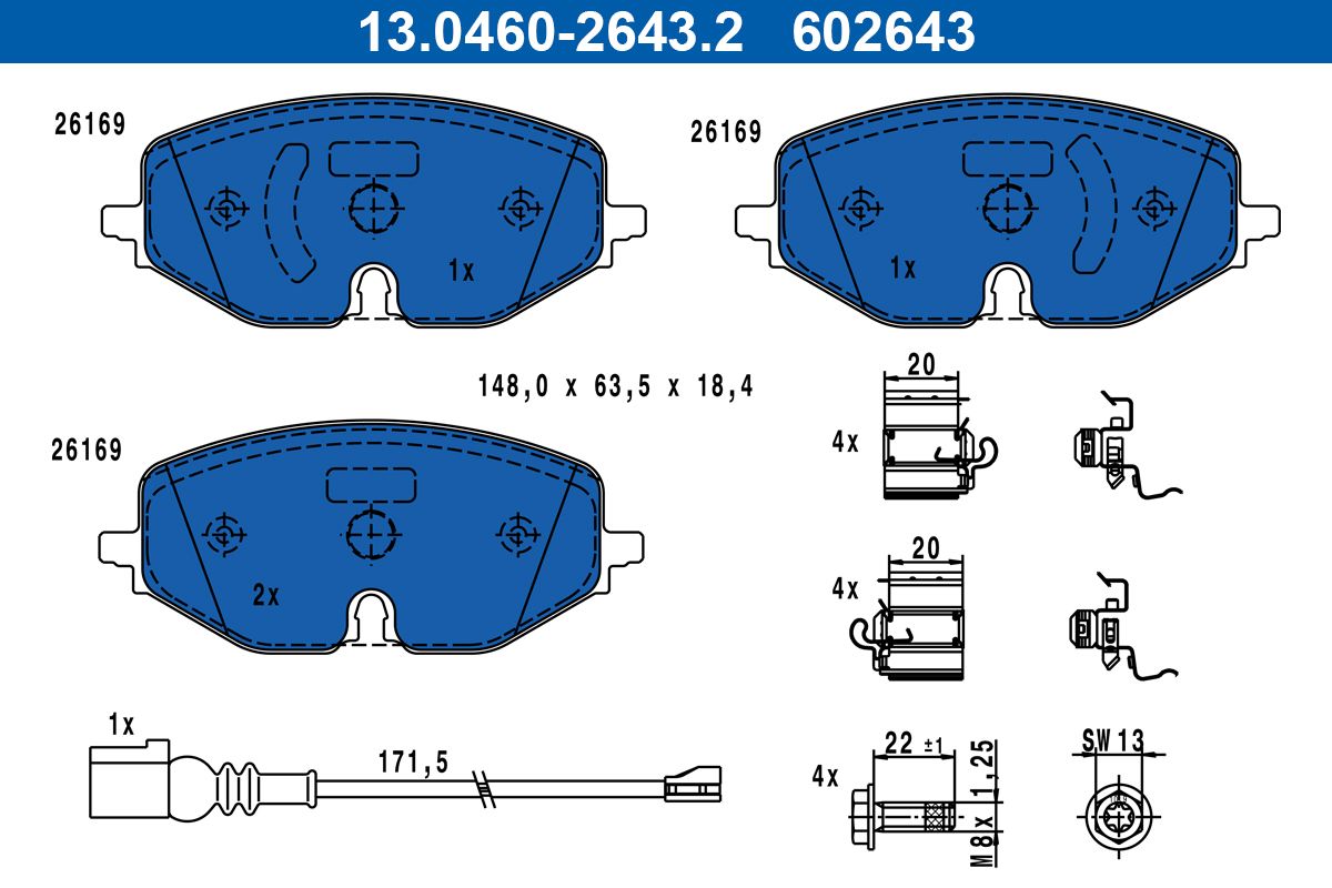 ATE 13.0460-2643.2 - Bremsbelagsatz, Scheibenbremse