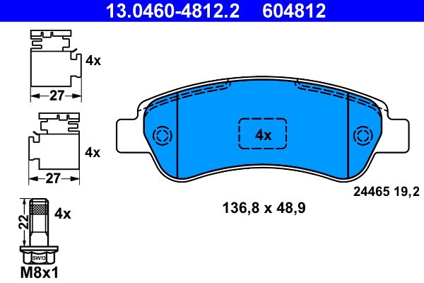 ATE 13.0460-4812.2 - Bremsbelagsatz, Scheibenbremse