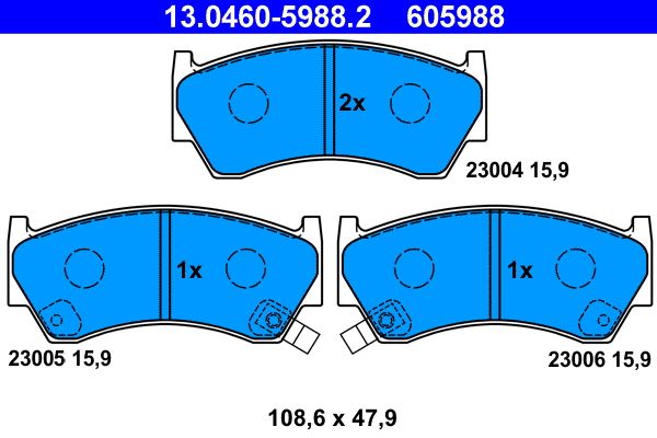 ATE 13.0460-5988.2 - Bremsbelagsatz, Scheibenbremse