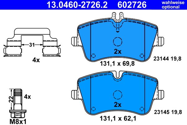 ATE 13.0460-2726.2 - Bremsbelagsatz, Scheibenbremse