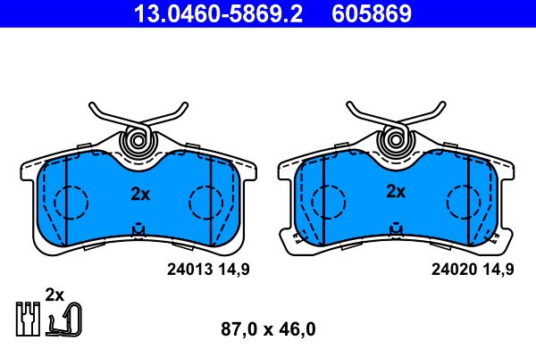 ATE 13.0460-5869.2 - Bremsbelagsatz, Scheibenbremse
