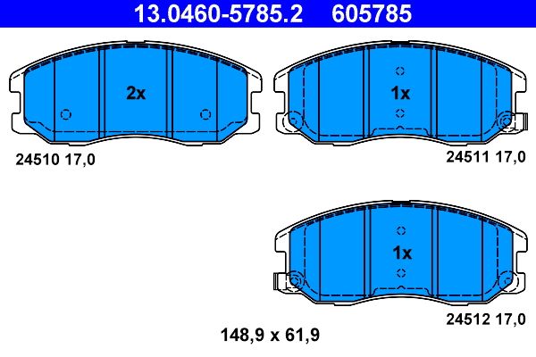 ATE 13.0460-5785.2 - Bremsbelagsatz, Scheibenbremse