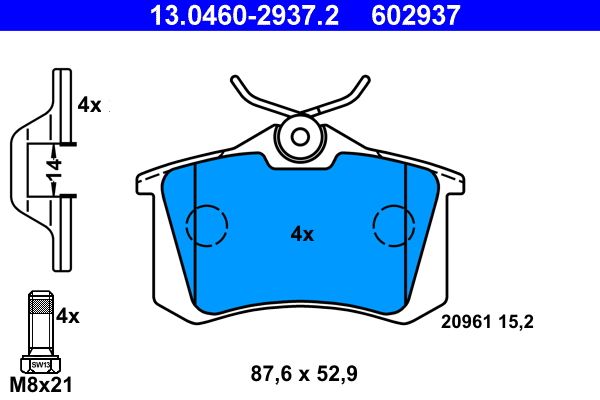 ATE 13.0460-2937.2 - Bremsbelagsatz, Scheibenbremse