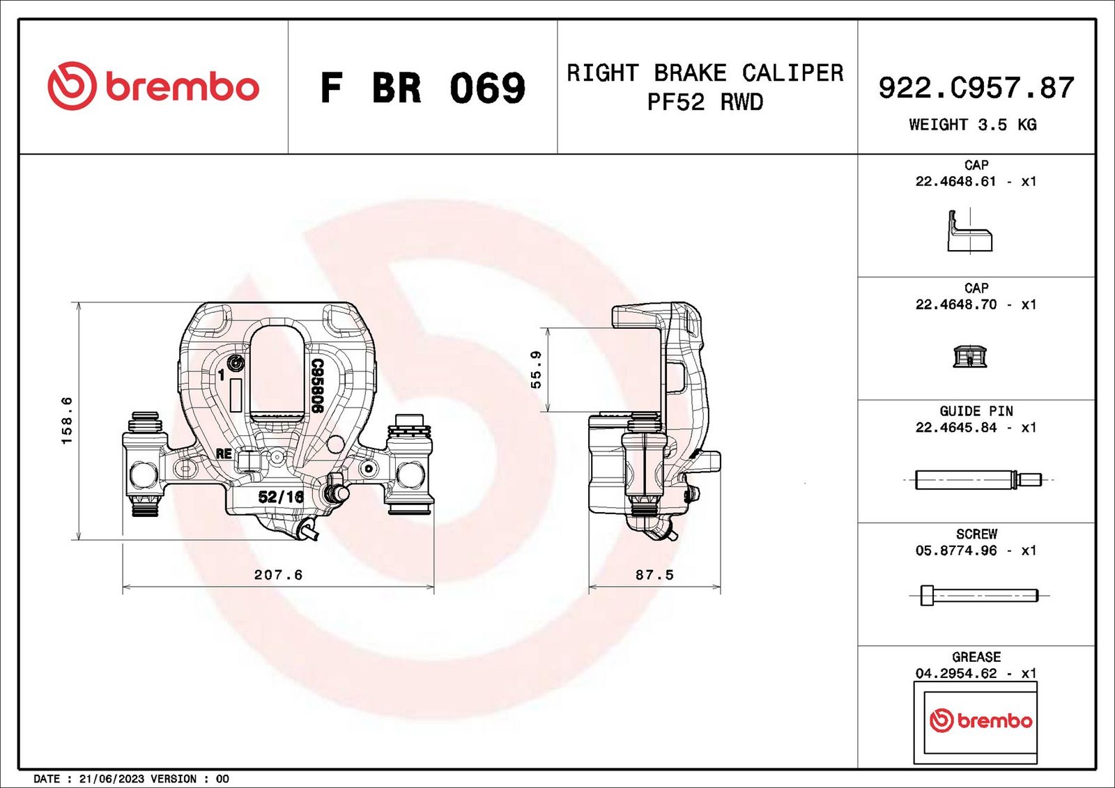 BREMBO F BR 069 - Bremssattel