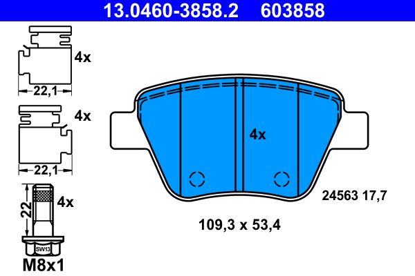 ATE 13.0460-3858.2 - Bremsbelagsatz, Scheibenbremse