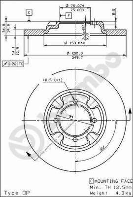 BREMBO 08.3109.10 - Bremsscheibe