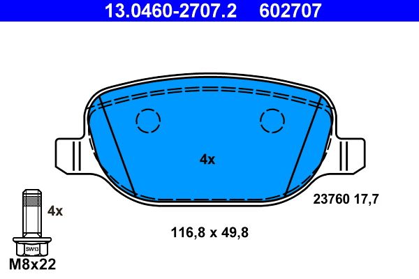 ATE 13.0460-2707.2 - Bremsbelagsatz, Scheibenbremse