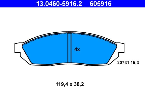 ATE 13.0460-5916.2 - Bremsbelagsatz, Scheibenbremse