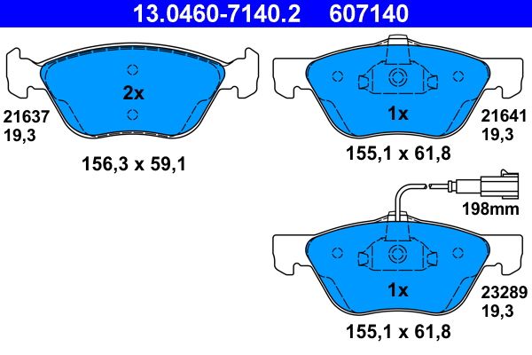 ATE 13.0460-7140.2 - Bremsbelagsatz, Scheibenbremse