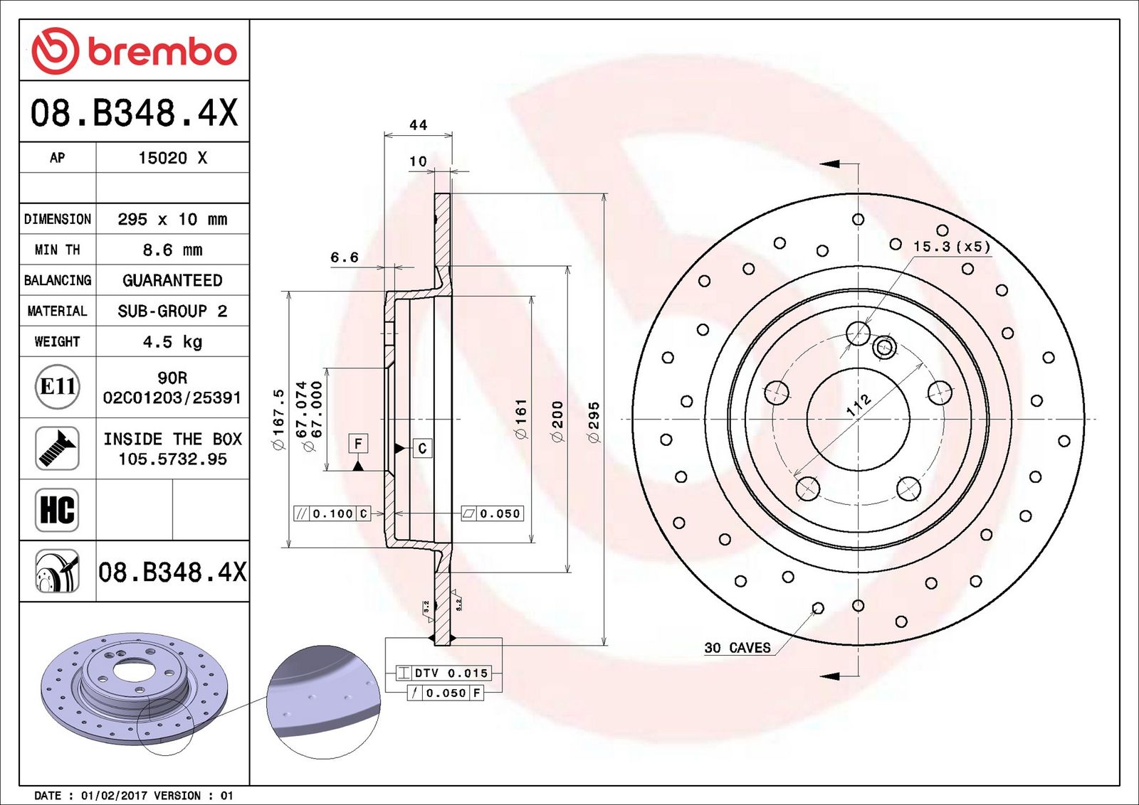BREMBO 08.B348.4X - Bremsscheibe