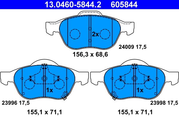 ATE 13.0460-5844.2 - Bremsbelagsatz, Scheibenbremse