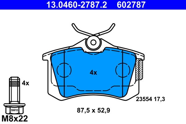 ATE 13.0460-2787.2 - Bremsbelagsatz, Scheibenbremse