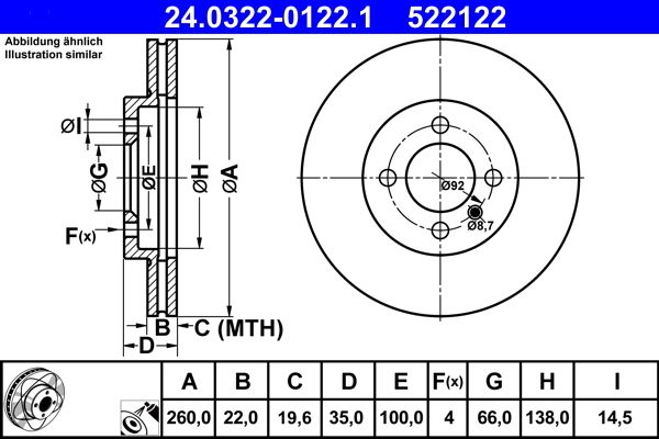 ATE 24.0322-0122.1 - Bremsscheibe